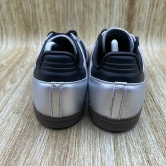Adidas Samba OG Women's Size 8 Silver Metallic Black Athletic Shoes Sneakers - Picture 4 of 10